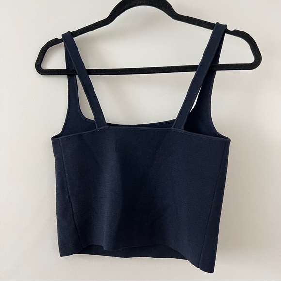 Scanlan Theodore Crepe Knit Top in Navy Size Medium - Picture 2 of 5